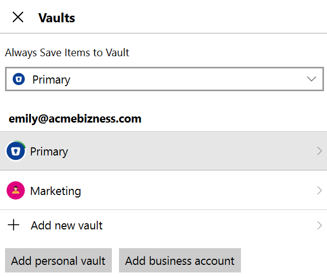 Different types of vaults a user can add to Enpass